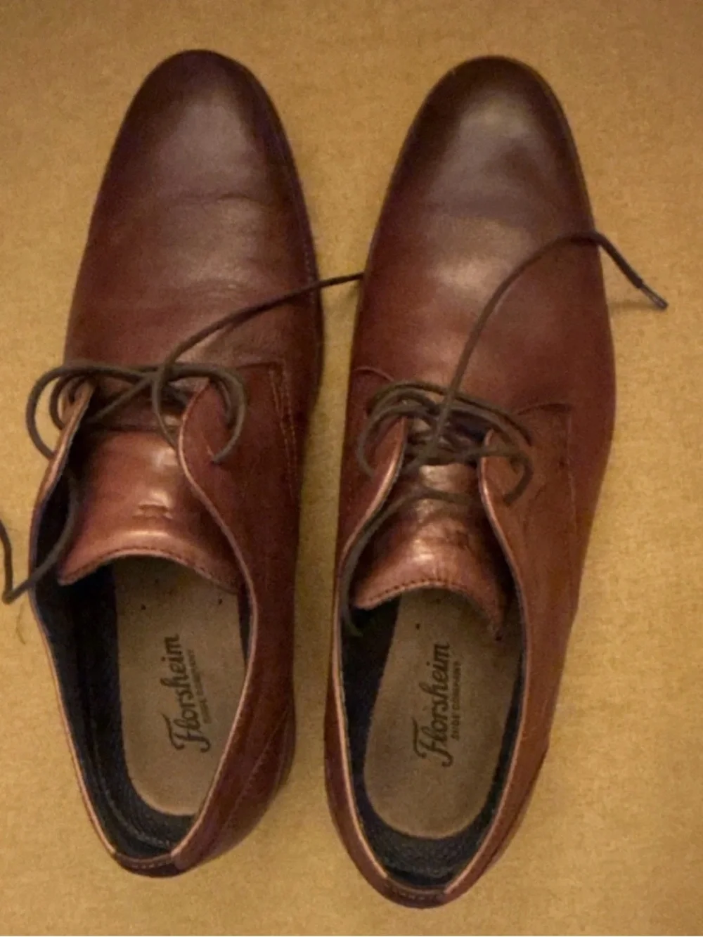 Florsheim Brown Leather Derby Lace-Up Almond Toe Men's Dress Shoes, Size 11. EUC